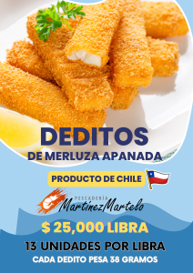 Deditos de pescado apanados de merluza chilena