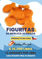 Figuritas marinas apanadas de merluza chilena