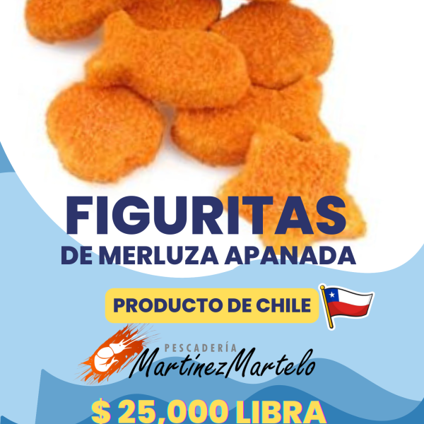 Figuritas marinas apanadas de merluza chilena