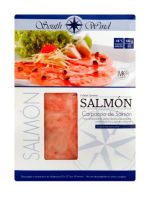 Carpaccio de salm&oacute;n sobre x 100 grs